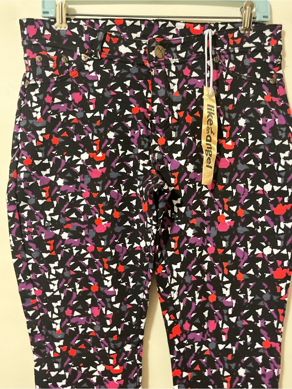 Like An Angel Women’s 1X Multicolor Geometric Print Skinny Jeggings - Picture 6 of 13